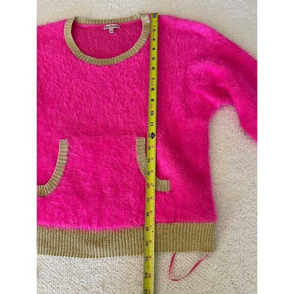 Juicy Couture Women's Fuzzy Textured Sweater Hot Pink S Y2K AHS Style Nostalgia - Picture 11 of 14